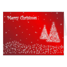 Merry Christmas Red Snowflakes Xmas Trees Card