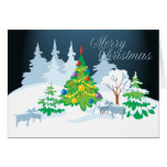 Merry Christmas Serene Goats Night Time Greeting Cards