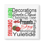 Merry Christmas Silver Bells Ornament Collage magnets