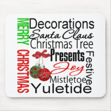 Merry Christmas Silver Bells Ornament Collage Mousepads