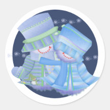 Merry Christmas Snow Couple Sticker