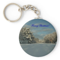 Merry Christmas!  Snow scene! Keychain