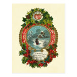 Merry Christmas Snow Scene Medallion Postcards