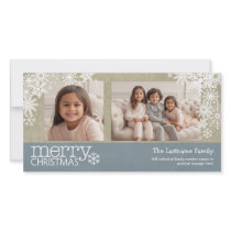 Merry Christmas Snowflakes - 2 photos - horizontal Custom Photo Card