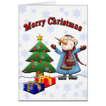 Merry Christmas Snowman Card