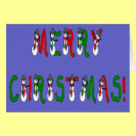 Merry Christmas Snowman Font Card cards
