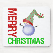 Merry Christmas Snowman Mouse Pad