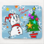 Merry Christmas Snowman mousepads