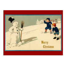Merry Christmas Snowman Postcard