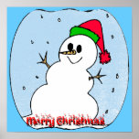 Merry Christmas Snowman Poster posters