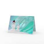 MERRY CHRISTMAS SNOWMAN & SNOW by SHARON SHARPE Greeting Card