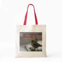 Merry Christmas Sparrow! with Scripture Tote Bags