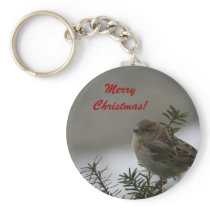 Merry Christmas Sparrow! with Scripture Key Chain