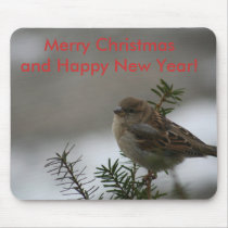 Merry Christmas Sparrow! with Scripture Mousepad