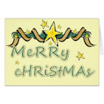 Merry Christmas Star and Streamer Greeting Card