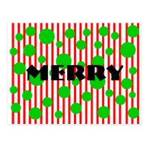 Merry Christmas Stripes & Dots Post Card