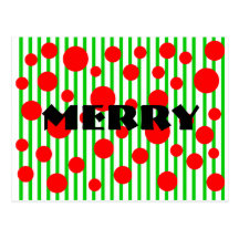 Merry Christmas Stripes & Dots Post Cards