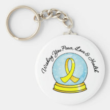 Merry Christmas Testicular Cancer Snowglobe Key Chain