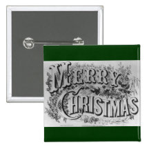 Merry Christmas Text Pinback Button