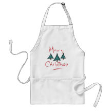 Merry Christmas Tree Doodle Apron