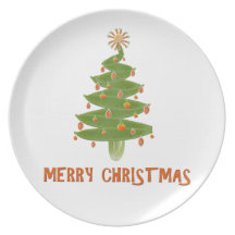 Merry Christmas Tree Plates