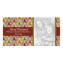 Merry Christmas Trees Photo Card in Red and Green