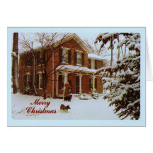 Merry Christmas Victorian House in Snow Cards