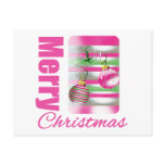 Merry Christmas Whimsical Pink Ornaments postcards