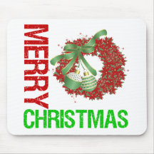 Merry Christmas Whimsical Wreath Mousemats