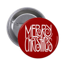 Merry Christmas White Button