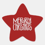 Merry Christmas white Star Sticker