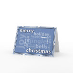 Merry Christmas Word Collage in Blue Card