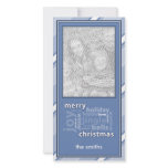 Merry Christmas Word Collage in Blue Photo Card photo cards