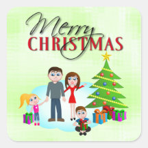 Merry Christmas Xmas Morning Square Stickers