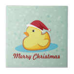 Merry Christmas yellow rubber duckie tile