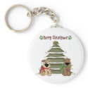 Merry Christpaws pups by the tree keychains