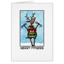 Merry Fitness Reindeer Greeting Card