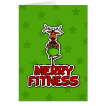 Merry Fitness - Yoga - Reindeer in Tree Posture Greeting Cards