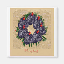 merry hens wreath gifts refrigerator magnet