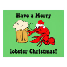 Merry lobster Christmas Custom Invites