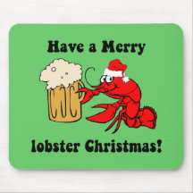 Merry lobster Christmas Mousemats