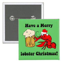 Merry lobster Christmas Pins