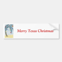 Merry Texas Christmas, palm tree with ornaments Bumper Sticker
