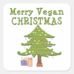 Merry Vegan Christmas Square Stickers