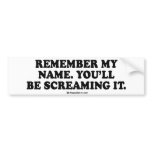 Message Tee - "Remember my name" bumper stickers