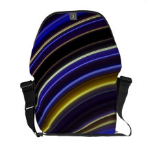 Messenger Bag, Curved Neon Stripes, Blue