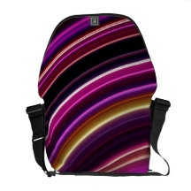 Messenger Bag, Curved Neon Stripes, Purple Pink