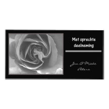 Met oprechte deelneming Dutch black white rose Customised Photo Card