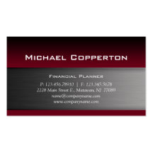Metal Business Card Burgundy Red Header