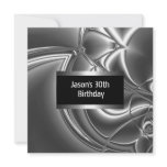 Metal Chrome Black White Style Silver Mens 30th invitations